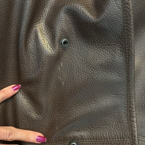 Vintage 80s Gerard Babin Paris Chocolate Brown Leather Faux Fur Lined Maxi Coat - Picture 7 of 7